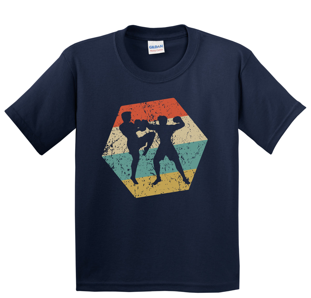 Mixed Martial Arts Retro Distressed Hexagon MMA Fighters Youth T-Shirt