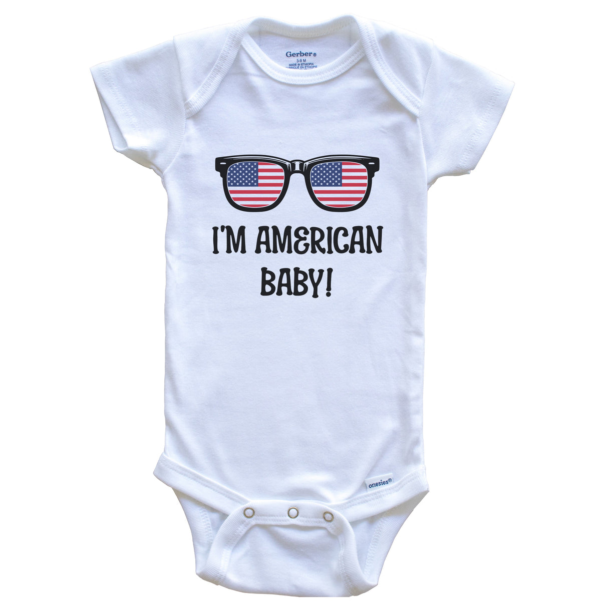 I'm American Baby American Flag Sunglasses USA Funny Baby Bodysuit