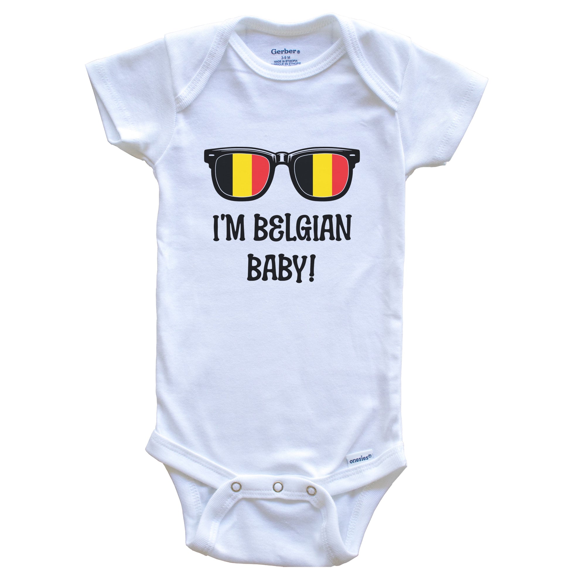 I'm Belgian Baby Belgian Flag Sunglasses Belgium Funny Baby Bodysuit