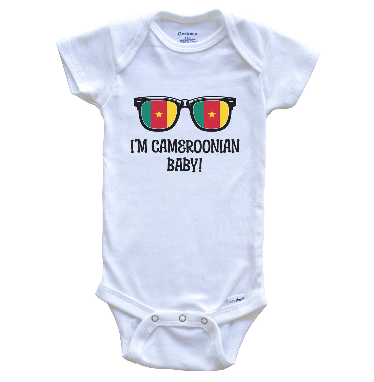 I'm Cameroonian Baby Cameroonian Flag Sunglasses Cameroon Funny Baby Bodysuit