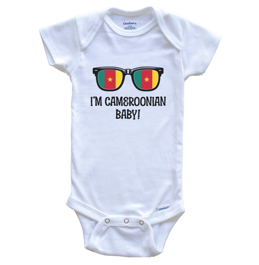 I'm Cameroonian Baby Cameroonian Flag Sunglasses Cameroon Funny Baby Bodysuit