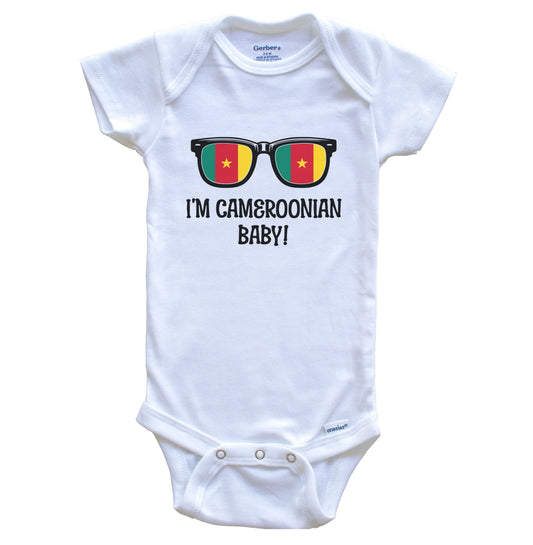 I'm Cameroonian Baby Cameroonian Flag Sunglasses Cameroon Funny Baby Bodysuit