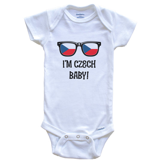 I'm Czech Baby Czech Flag Sunglasses Czech Republic Funny Baby Bodysuit
