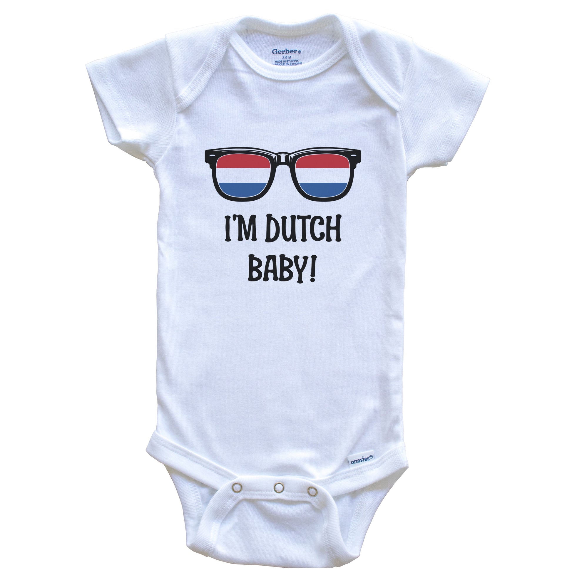 I'm Dutch Baby Dutch Flag Sunglasses Netherlands Funny Baby Bodysuit