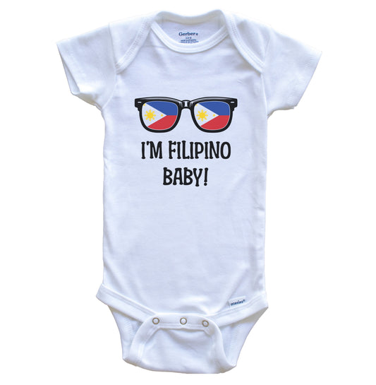 I'm Filipino Baby Filipino Flag Sunglasses Philippines Funny Baby Bodysuit