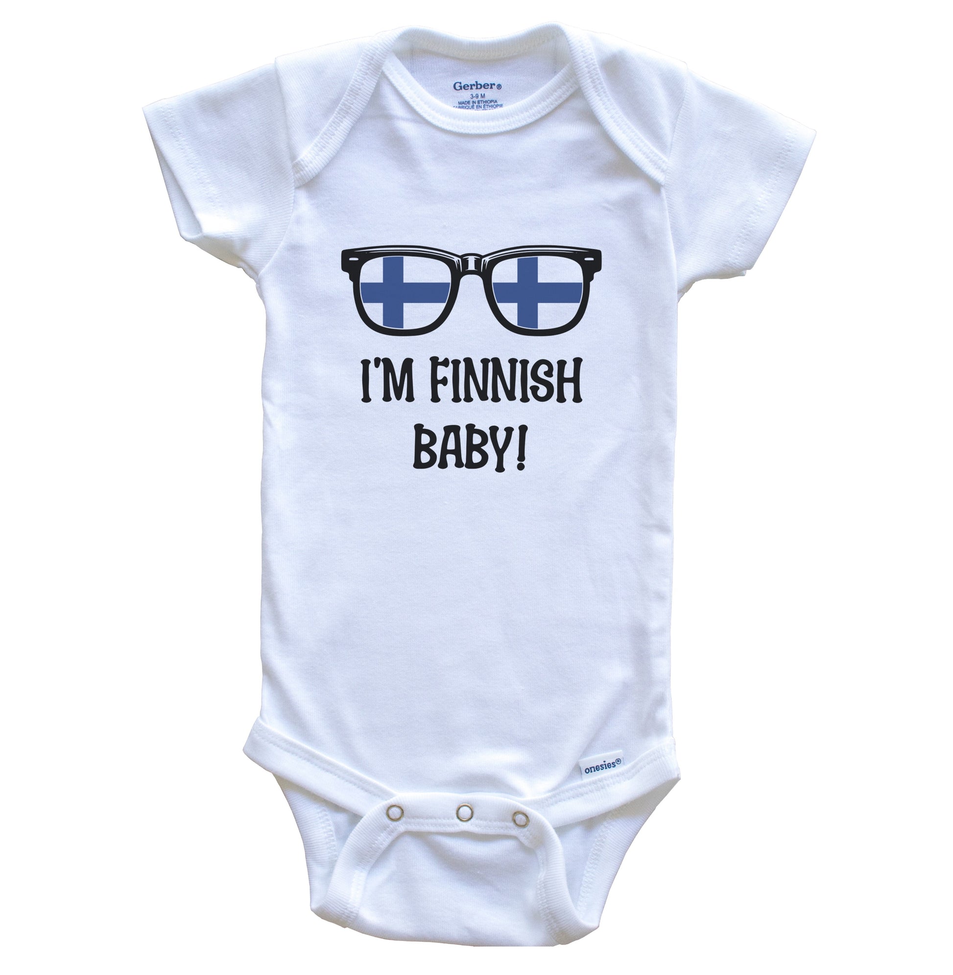 I'm Finnish Baby Finnish Flag Sunglasses Finland Funny Baby Bodysuit