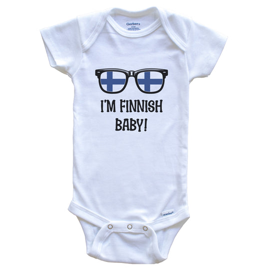 I'm Finnish Baby Finnish Flag Sunglasses Finland Funny Baby Bodysuit