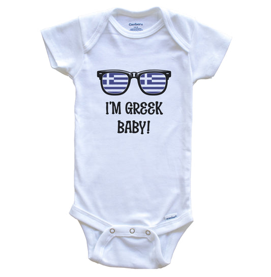 I'm Greek Baby Greek Flag Sunglasses Greece Funny Baby Bodysuit