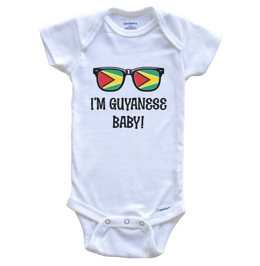 I'm Guyanese Baby Guyanese Flag Sunglasses Guyana Funny Baby Bodysuit