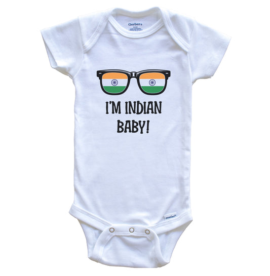 I'm Indian Baby Indian Flag Sunglasses India Funny Baby Bodysuit