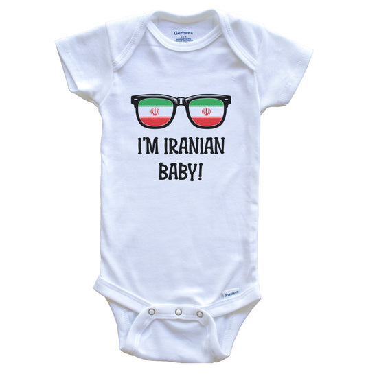 I'm Iranian Baby Iranian Flag Sunglasses Iran Funny Baby Bodysuit