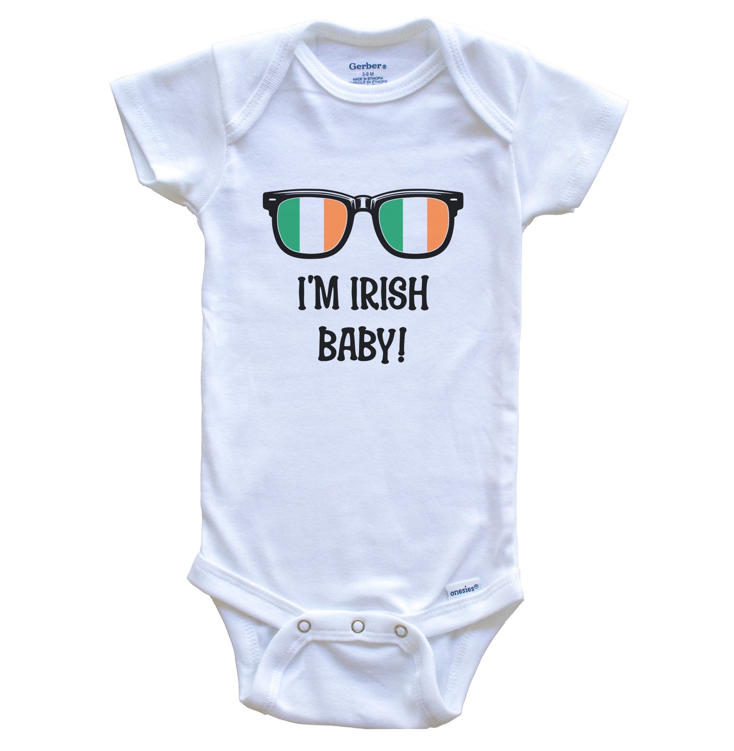 I'm Irish Baby Irish Flag Sunglasses Ireland Funny Baby Bodysuit