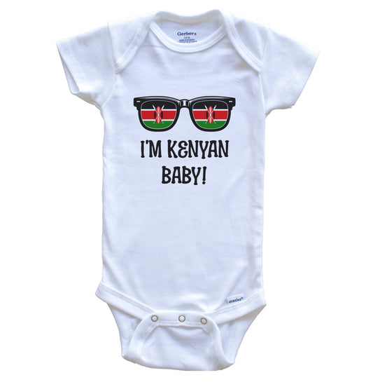 I'm Kenyan Baby Kenyan Flag Sunglasses Kenya Funny Baby Bodysuit