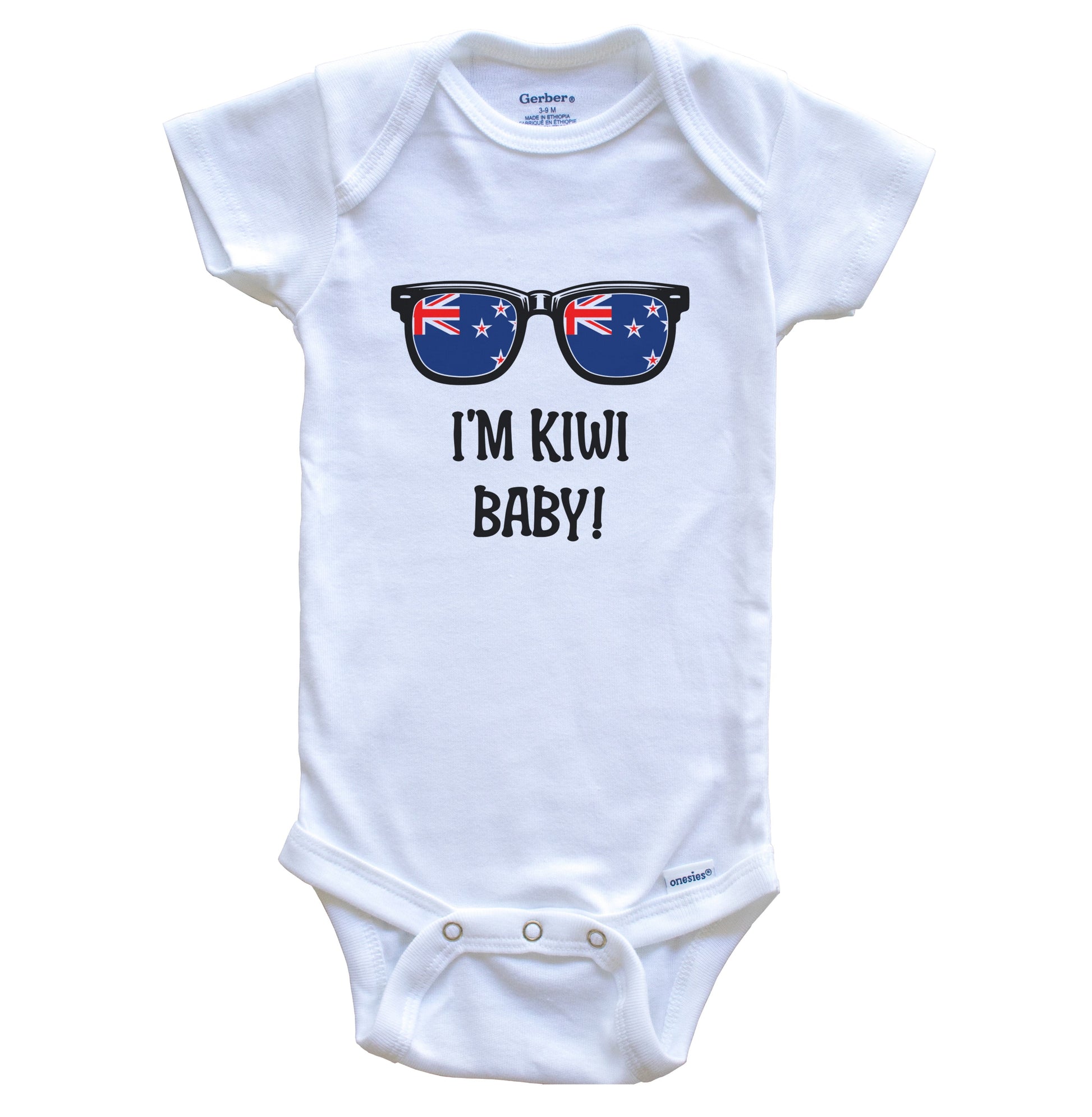 I'm Kiwi Baby Kiwi Flag Sunglasses New Zealand Funny Baby Bodysuit