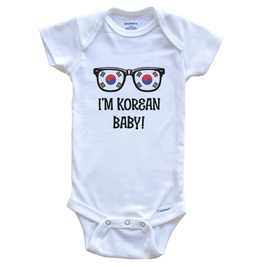 I'm Korean Baby Korean Flag Sunglasses Korea Funny Baby Bodysuit