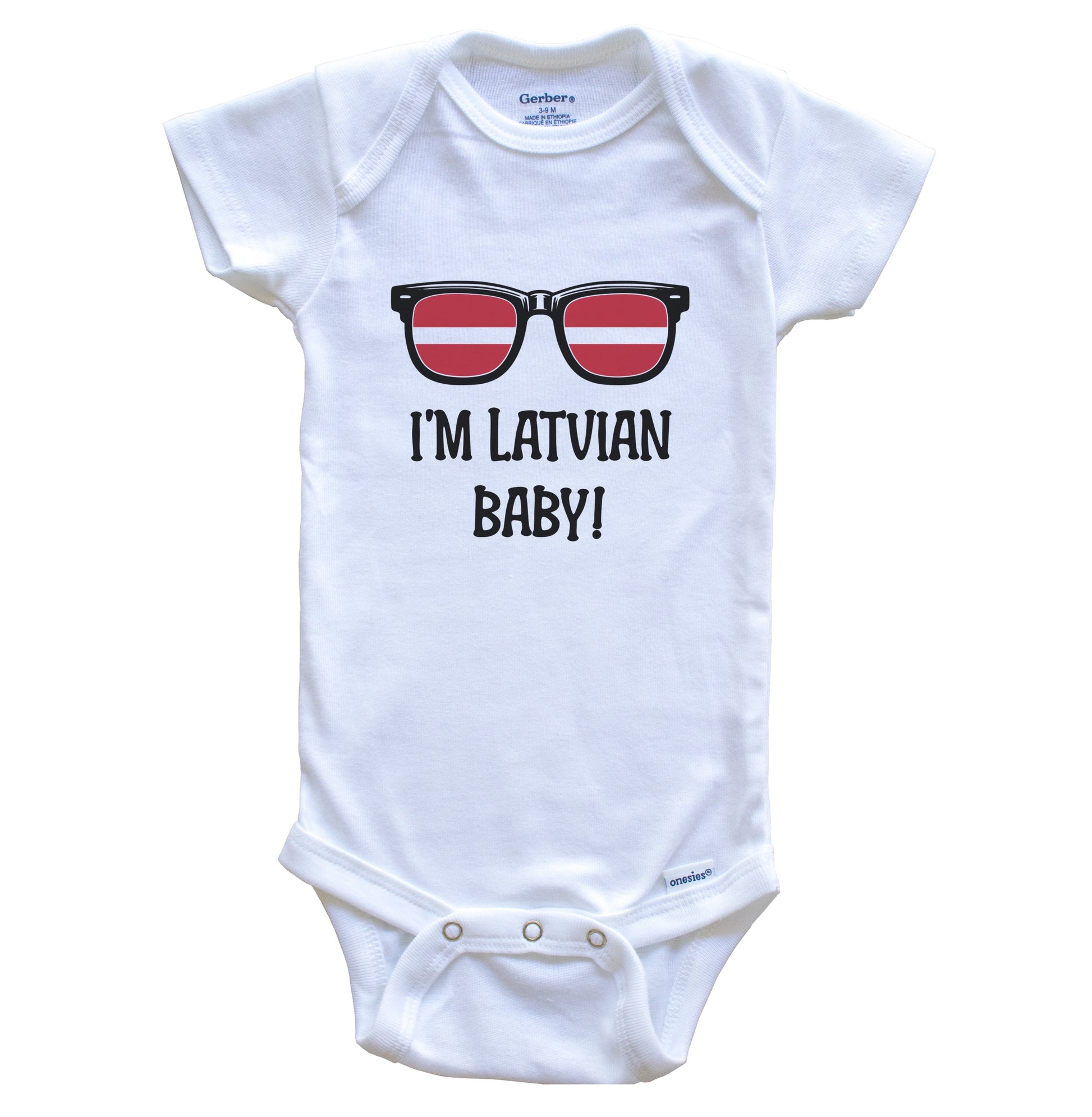 I'm Latvian Baby Latvian Flag Sunglasses Latvia Funny Baby Bodysuit