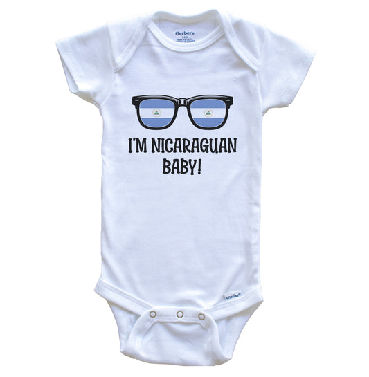 I'm Nicaraguan Baby Nicaraguan Flag Sunglasses Nicaragua Funny Baby Bodysuit