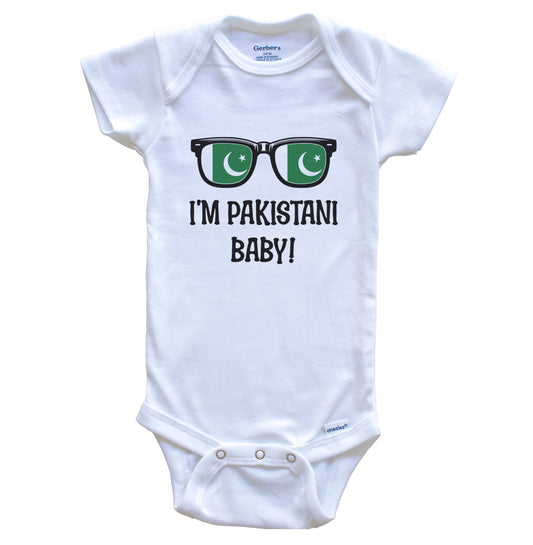 I'm Pakistani Baby Pakistani Flag Sunglasses Pakistan Funny Baby Bodysuit