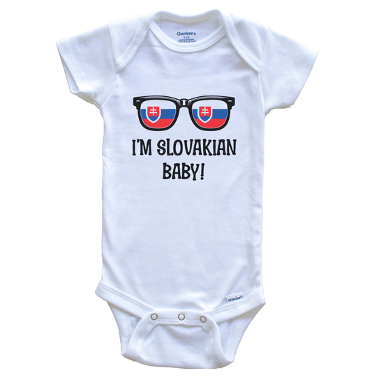 I'm Slovakian Baby Slovakian Flag Sunglasses Slovakia Funny Baby Bodysuit