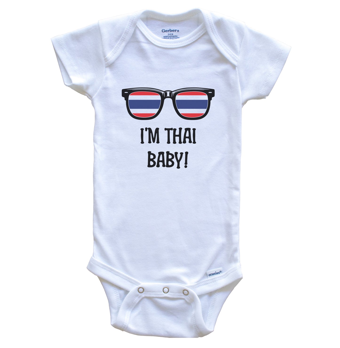 I'm Thai Baby Thai Flag Sunglasses Thailand Funny Baby Bodysuit