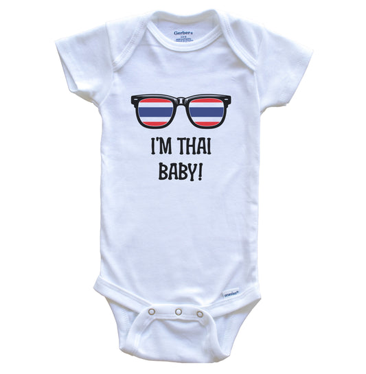 I'm Thai Baby Thai Flag Sunglasses Thailand Funny Baby Bodysuit