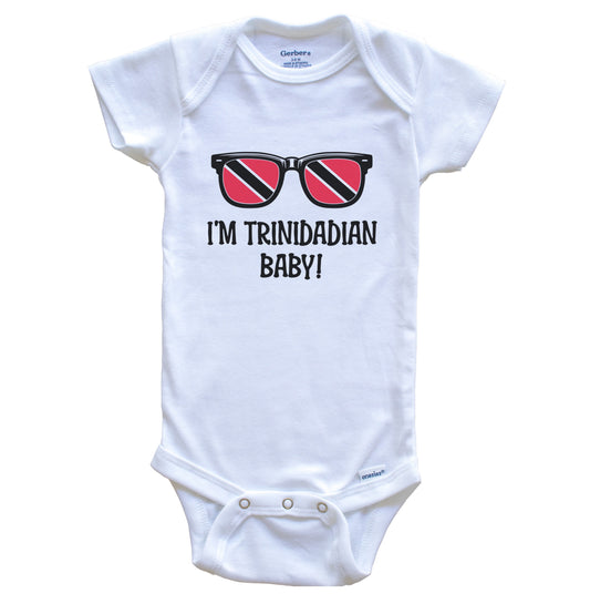 I'm Trinidadian Baby Flag Sunglasses Trinidad and Tobago Funny Baby Bodysuit