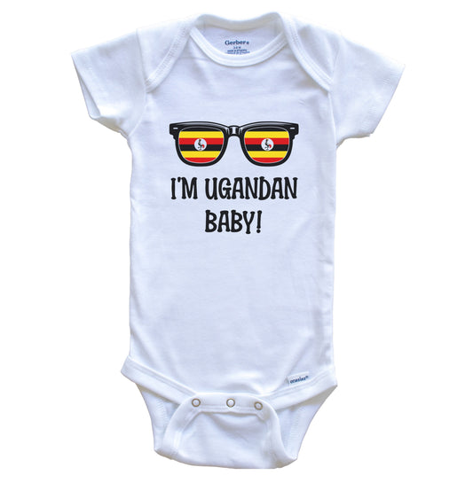 I'm Ugandan Baby Ugandan Flag Sunglasses Uganda Funny Baby Bodysuit