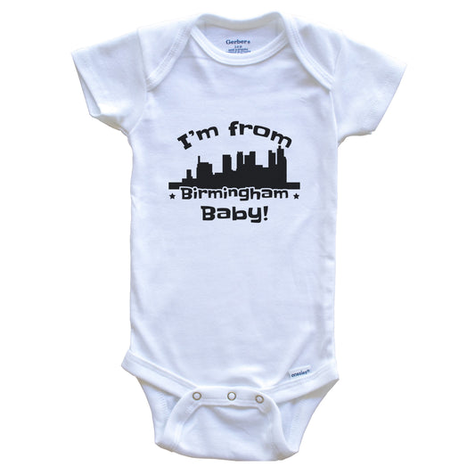 I'm From Birmingham Baby Funny Birmingham Alabama Skyline Baby Bodysuit