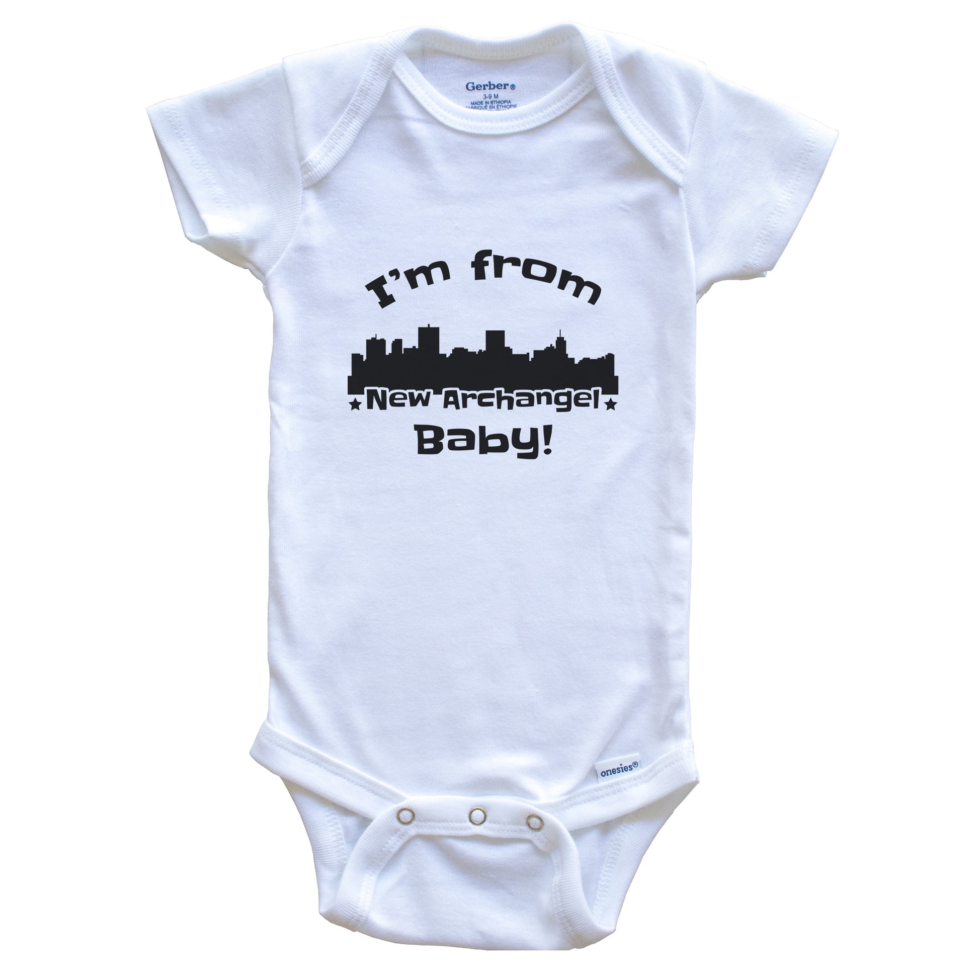 I'm From New Archangel Baby Funny New Archangel Alaska Skyline Baby Bodysuit