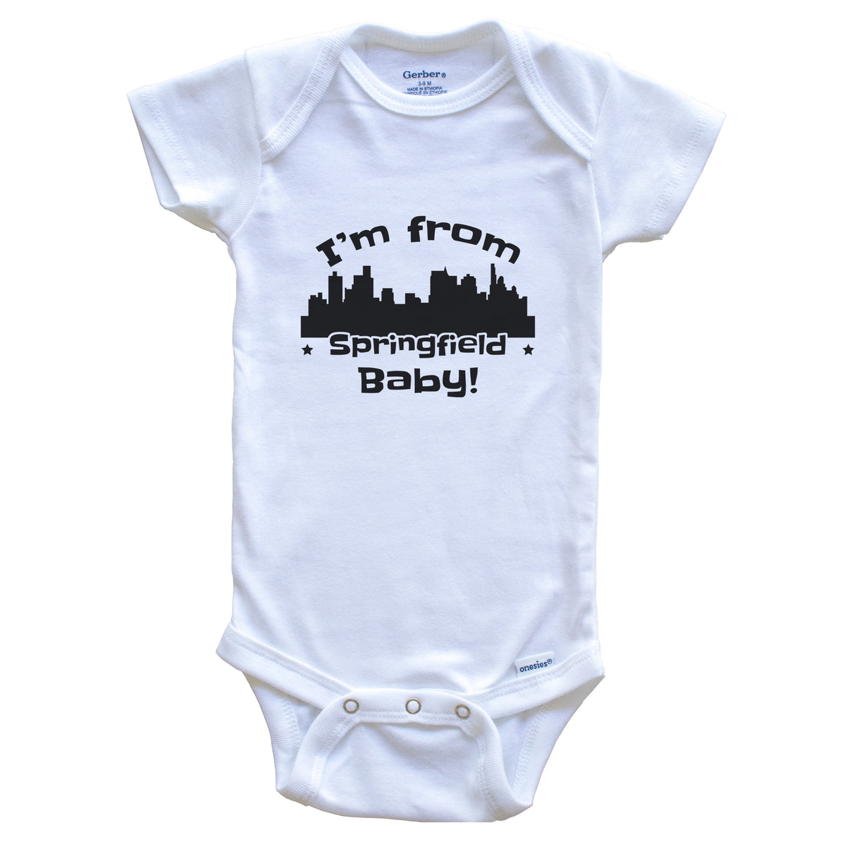 I'm From Springfield Baby Funny Springfield Illinois Skyline Baby Body ...