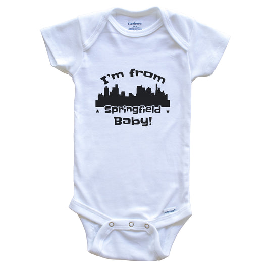 I'm From Springfield Baby Funny Springfield Illinois Skyline Baby Bodysuit