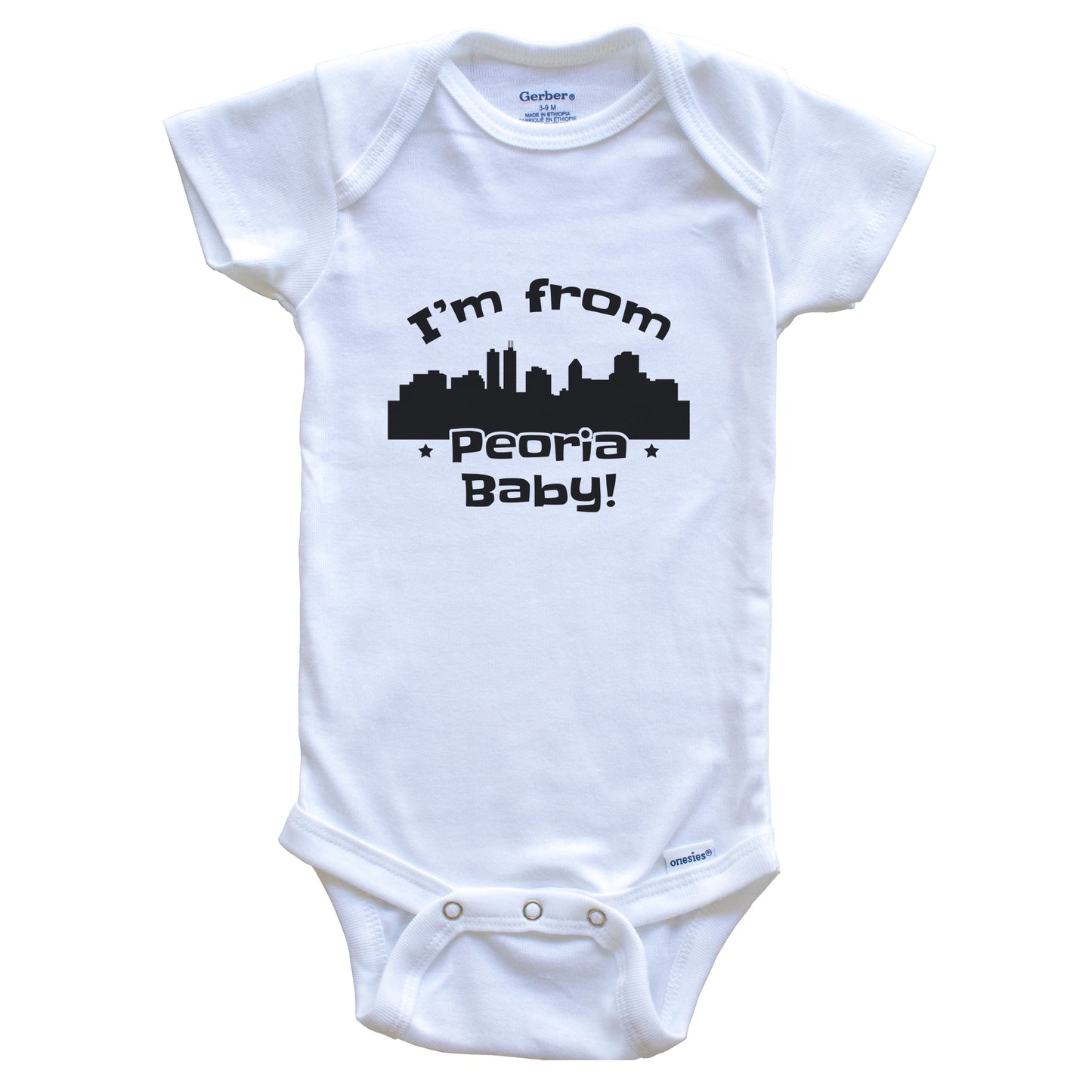 I'm From Peoria Baby Funny Peoria Illinois Skyline Baby Bodysuit