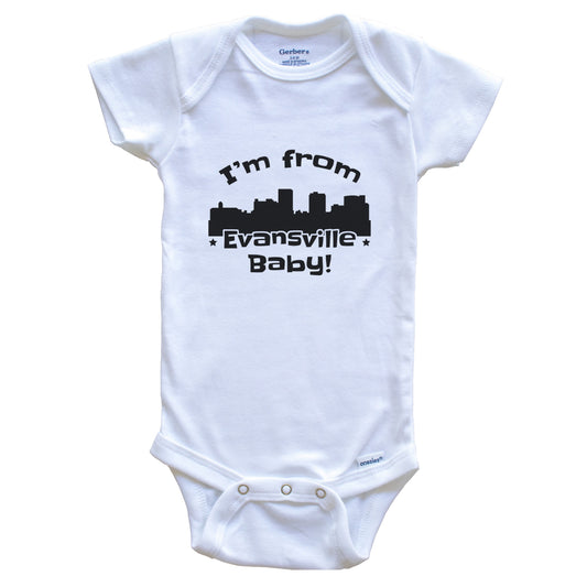I'm From Evansville Baby Funny Evansville Indiana Skyline Baby Bodysuit