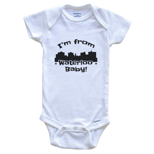 I'm From Waterloo Baby Funny Waterloo Iowa Skyline Baby Bodysuit