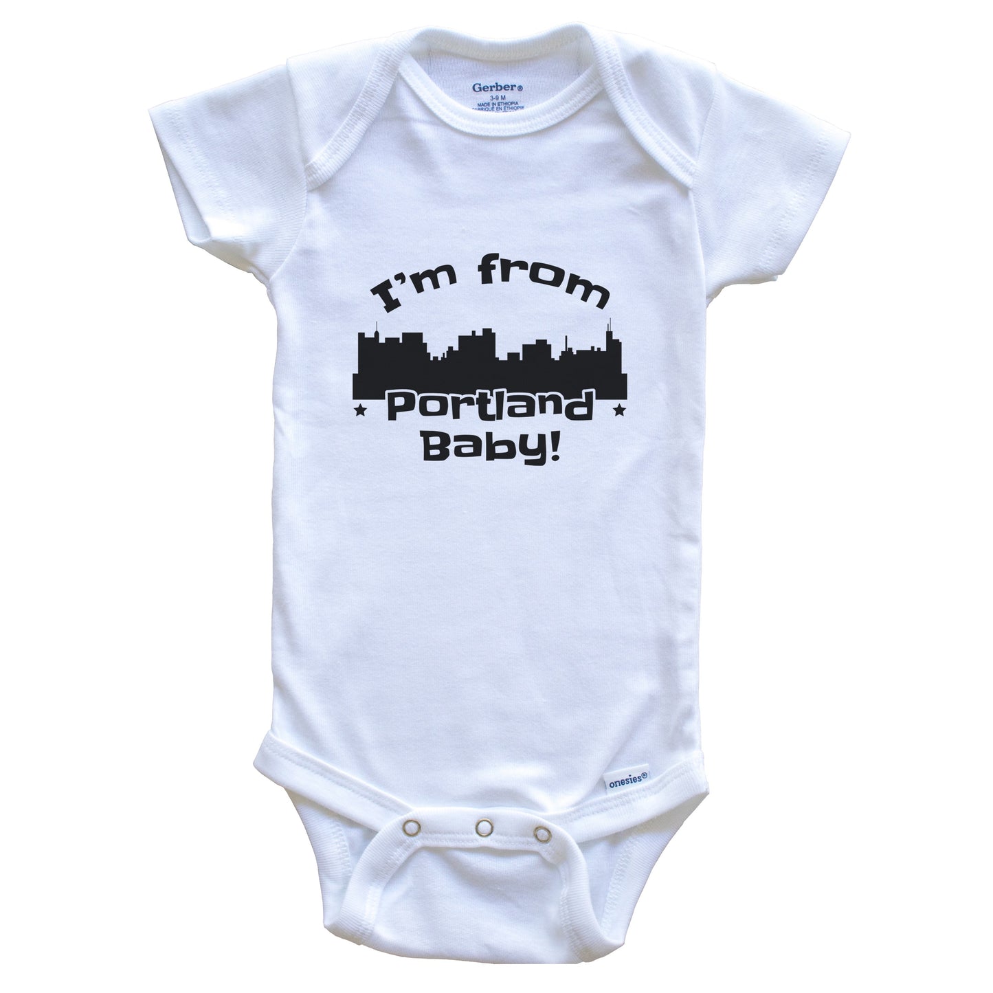 I'm From Portland Baby Funny Portland Maine Skyline Baby Bodysuit