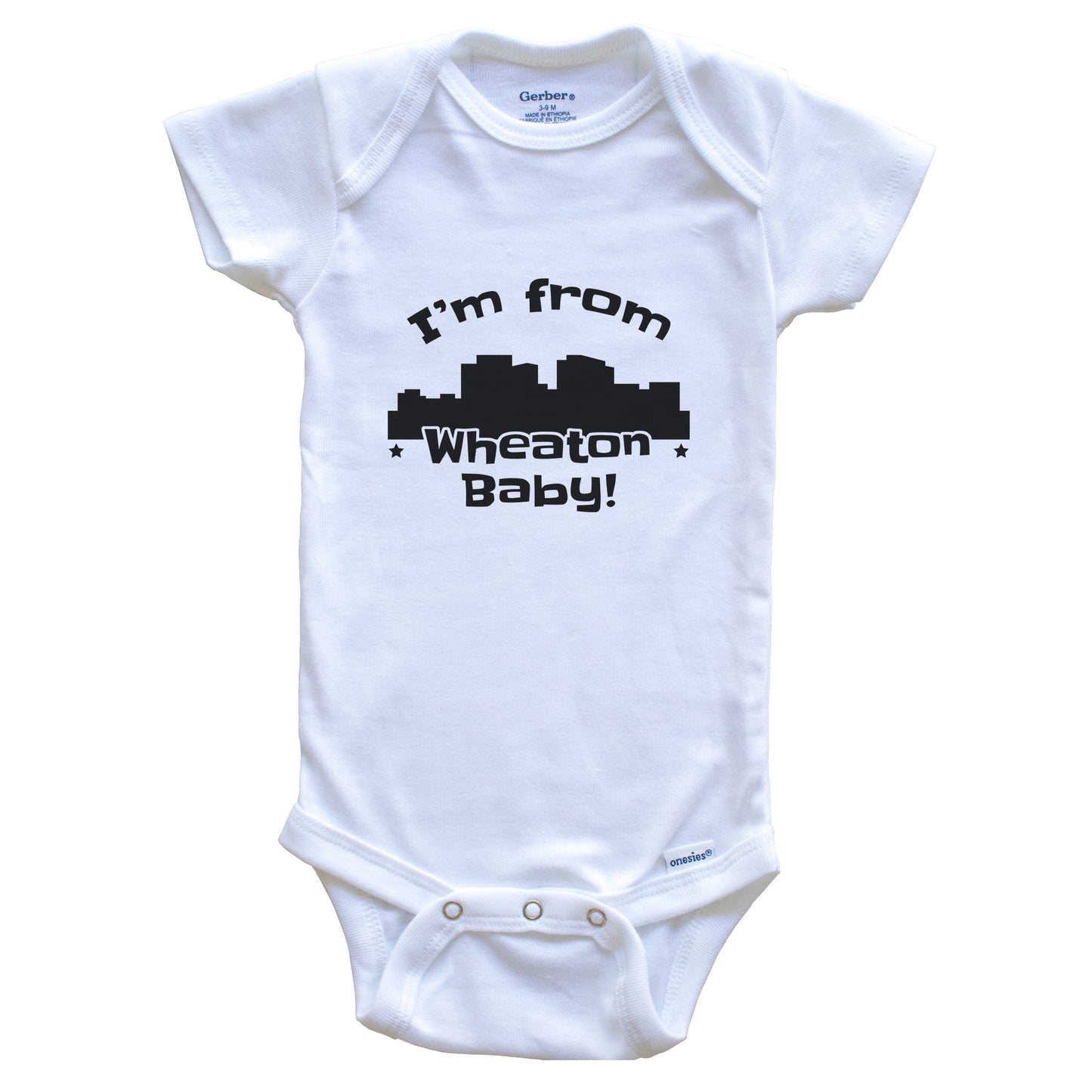 I'm From Wheaton Baby Funny Wheaton Maryland Skyline Baby Bodysuit