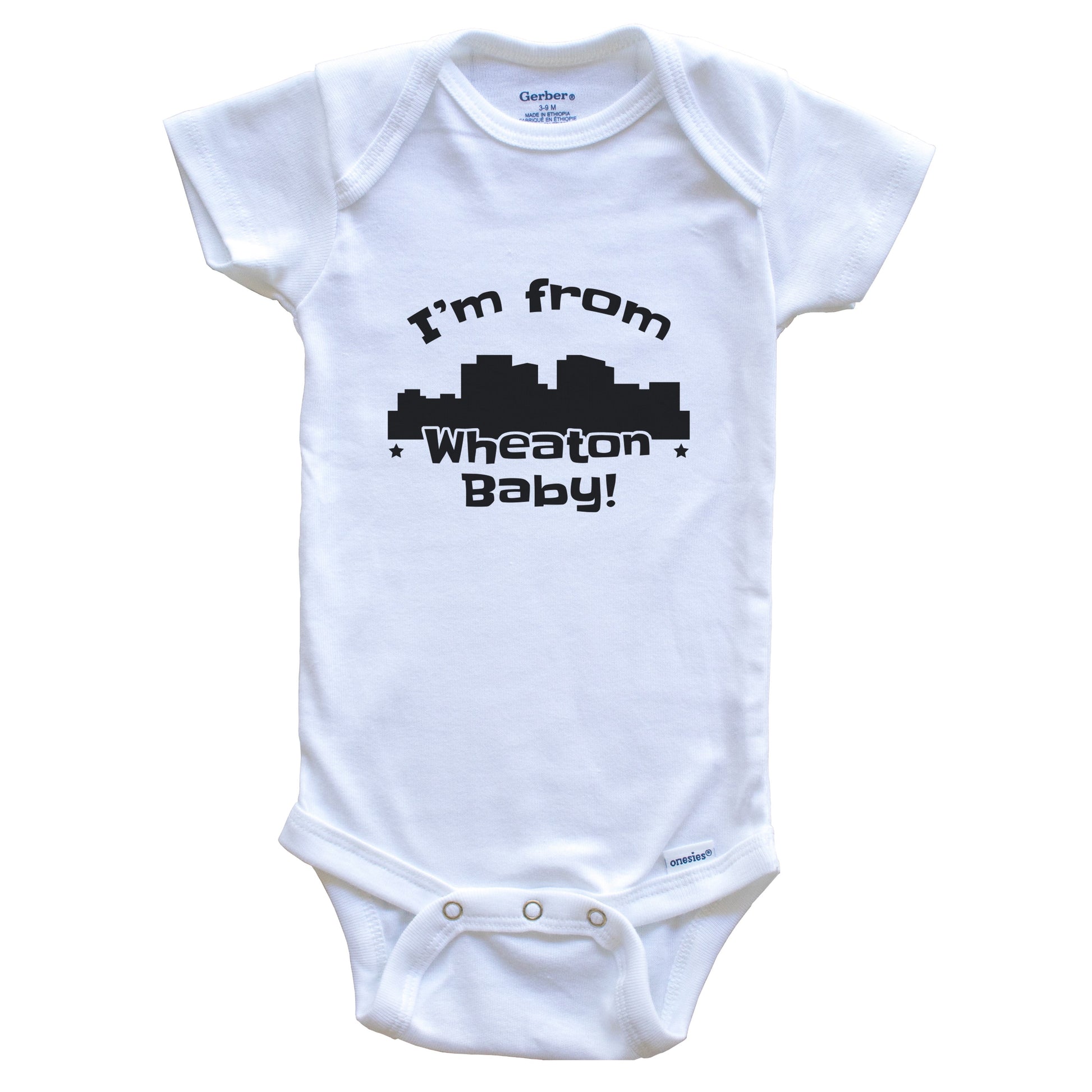 I'm From Wheaton Baby Funny Wheaton Maryland Skyline Baby Bodysuit