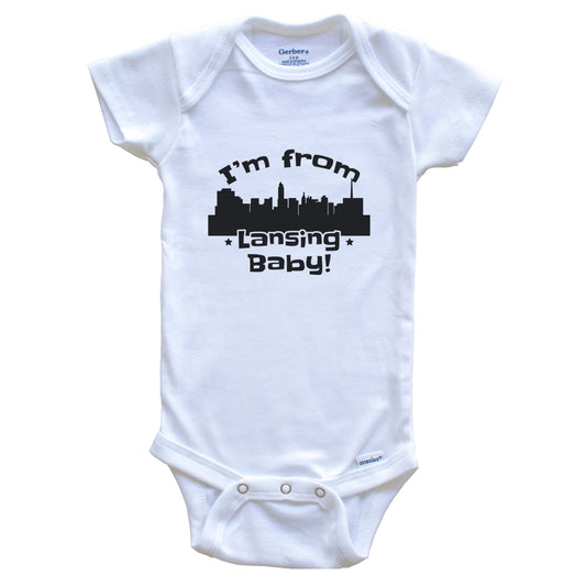 I'm From Lansing Baby Funny Lansing Michigan Skyline Baby Bodysuit