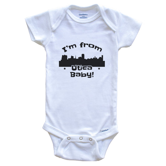 I'm From Utica Baby Funny Utica New York Skyline Baby Bodysuit