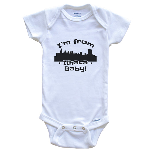 I'm From Ithaca Baby Funny Ithaca New York Skyline Baby Bodysuit