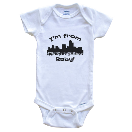 I'm From Winston-Salem Baby Funny Winston-Salem North Carolina Skyline Baby Bodysuit