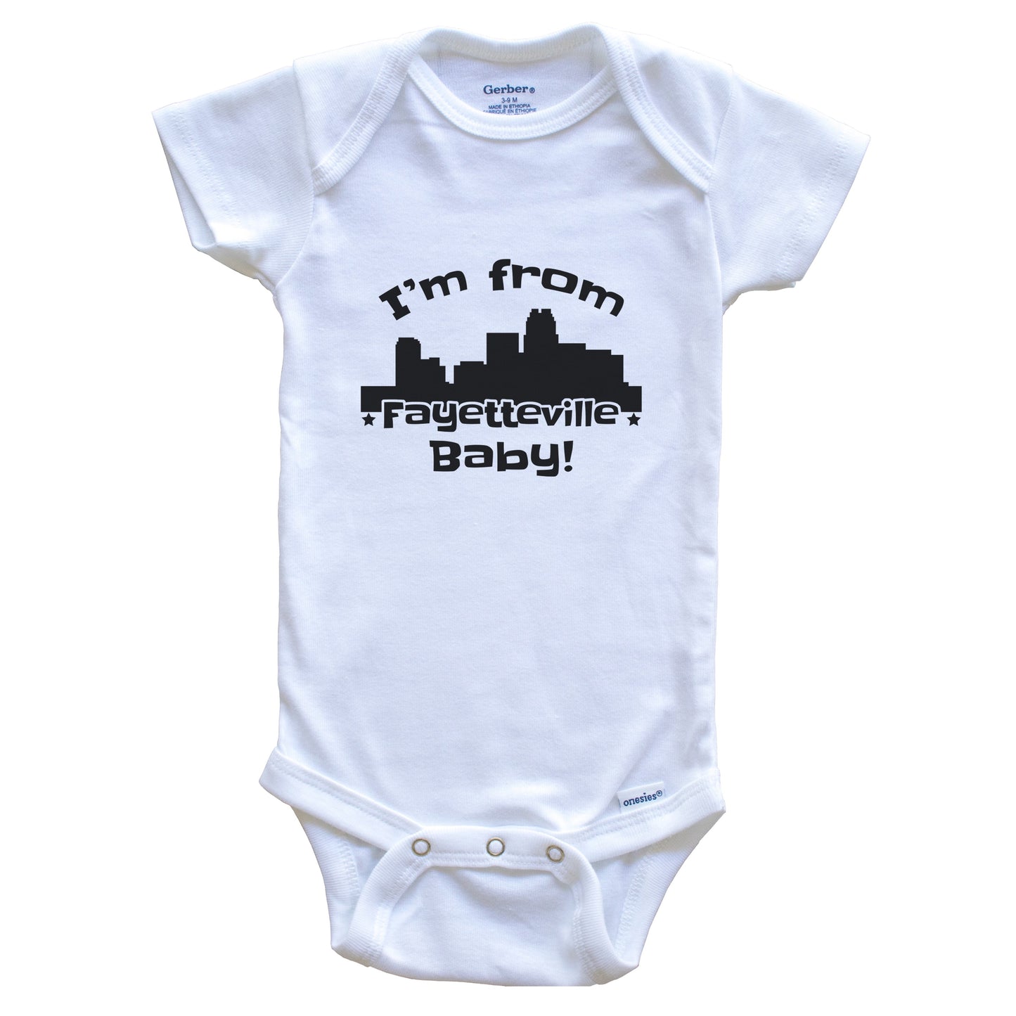 I'm From Fayetteville Baby Funny Fayetteville North Carolina Skyline Baby Bodysuit