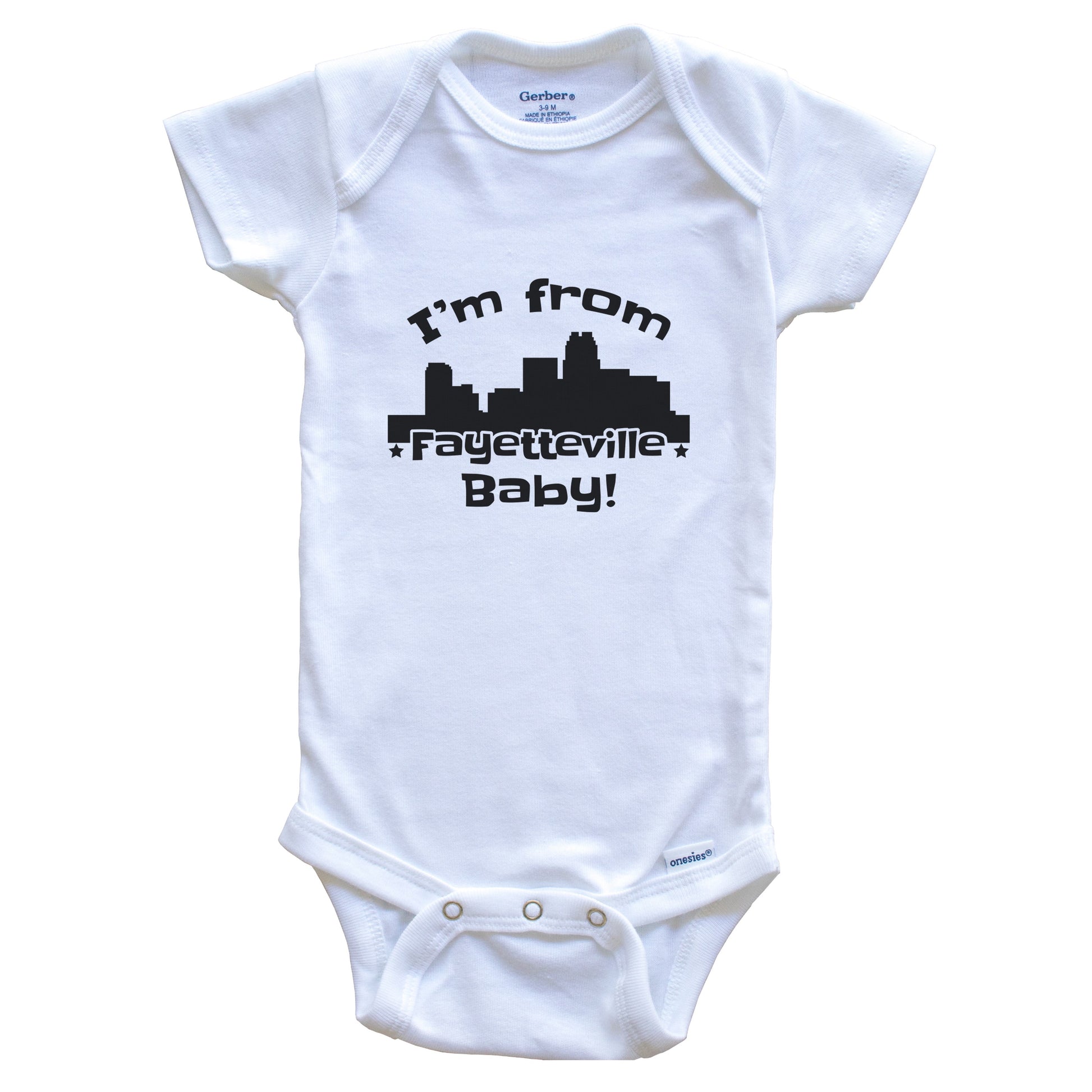 I'm From Fayetteville Baby Funny Fayetteville North Carolina Skyline Baby Bodysuit