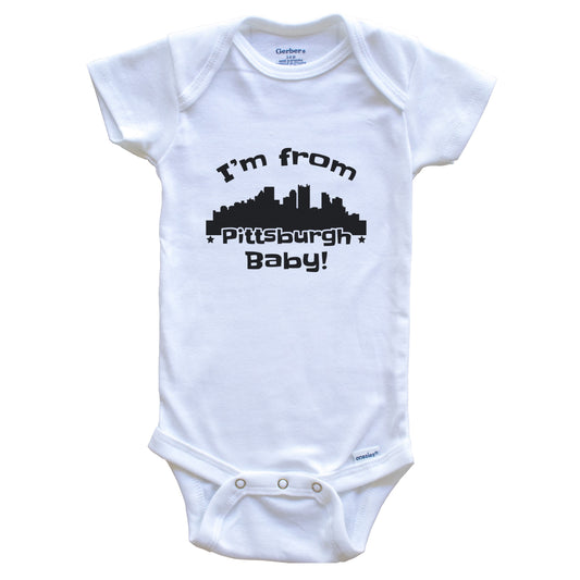 I'm From Pittsburgh Baby Funny Pittsburgh Pennsylvania Skyline Baby Bodysuit
