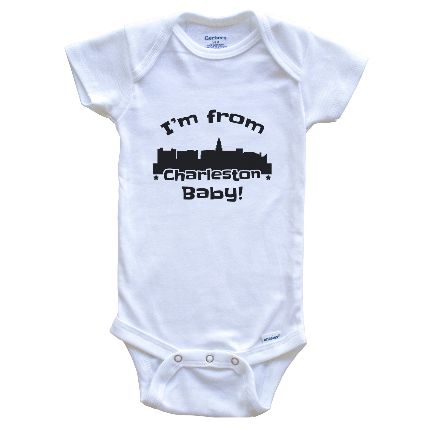 I'm From Charleston Baby Funny Charleston South Carolina Skyline Baby Bodysuit