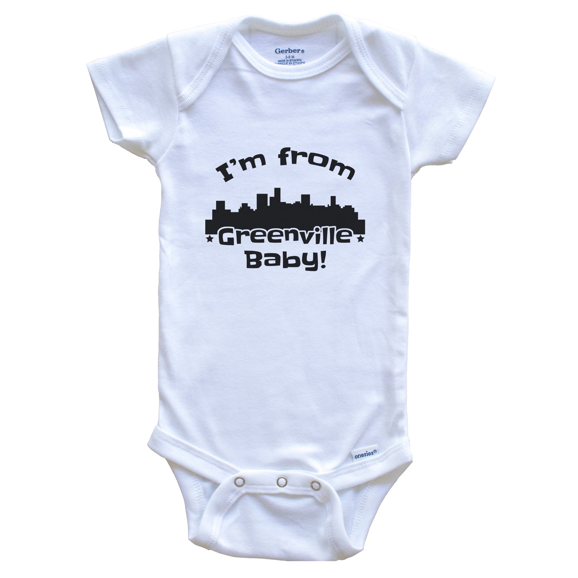 I'm From Greenville Baby Funny Greenville South Carolina Skyline Baby Bodysuit