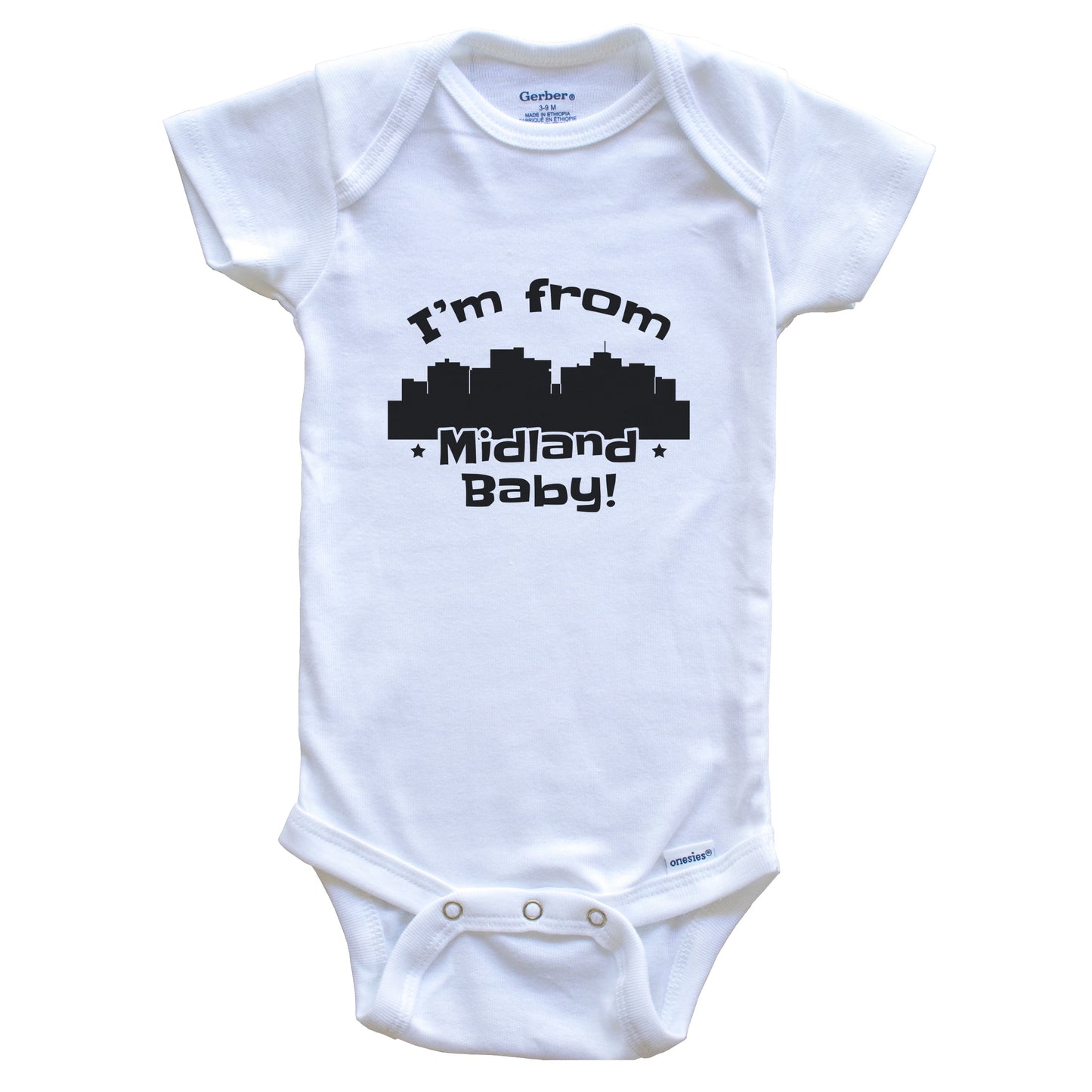 I'm From Midland Baby Funny Midland Texas Skyline Baby Bodysuit