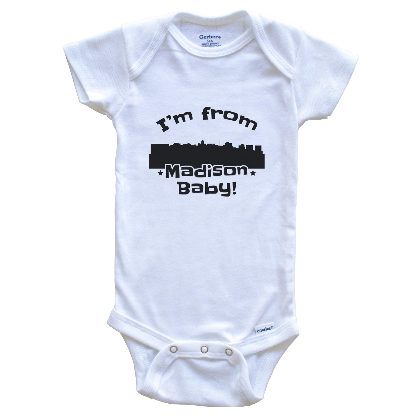 I'm From Madison Baby Funny Madison Wisconsin Skyline Baby Bodysuit