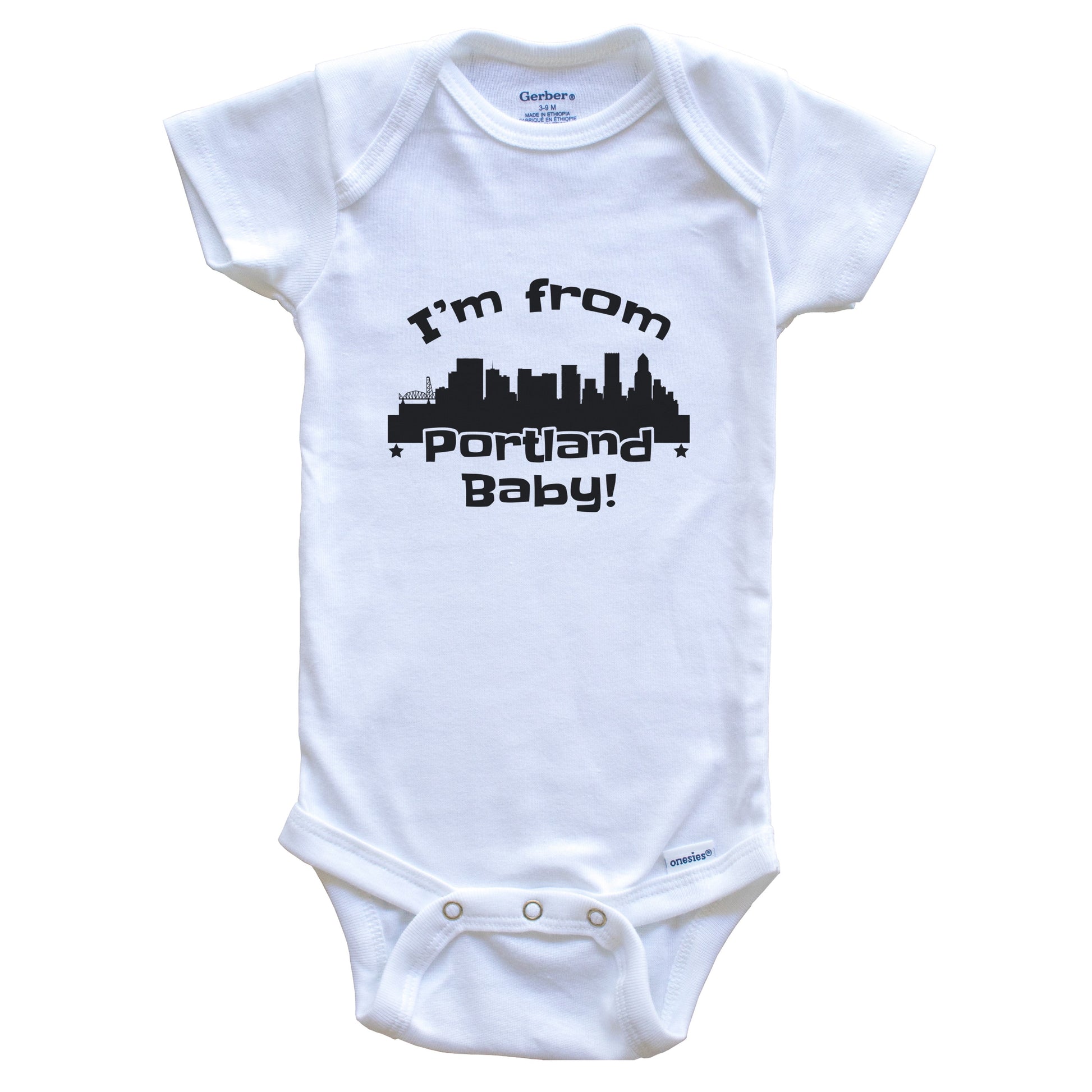 I'm From Portland Baby Funny Portland Oregon Skyline Baby Bodysuit
