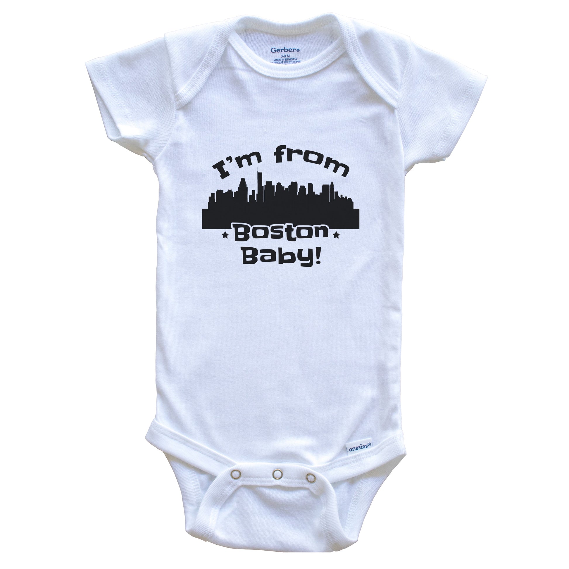I'm From Boston Baby Funny Boston Massachusetts Skyline Baby Bodysuit